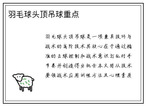 羽毛球头顶吊球重点
